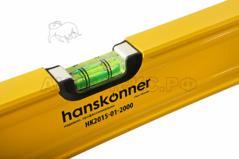 Уровень алюм.Hanskonner, 2000мм,3 колбы,усилен,фрезеров.,магнит,точность 0,5мм/м,