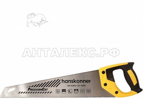 Ножовка Hanskonner по дереву, 450мм, 11-12 TPI, SK5, 3D зуб, чистый рез,
