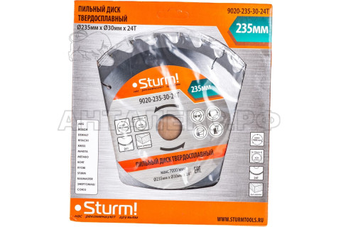 Пильный диск Sturm!, размер 235x30x24 зуба С ПЕРЕХОД. КОЛЬЦОМ НА 20мм