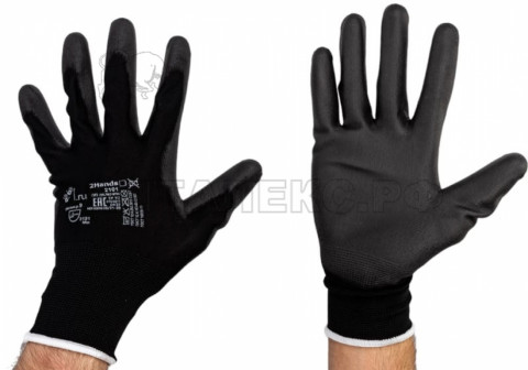 ШТРИХКОД Перчатки 2Hands 2101BLK, р-р 9 черный нейлон/черный PU покрытие ладони и пальцев
