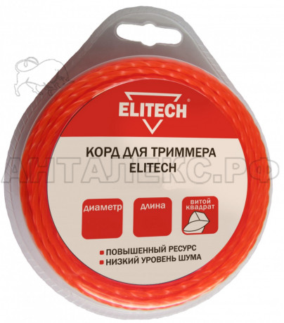 Леска Elitech 0809.004100 дл.20м толщ.2,4мм сеч.витой квадрат