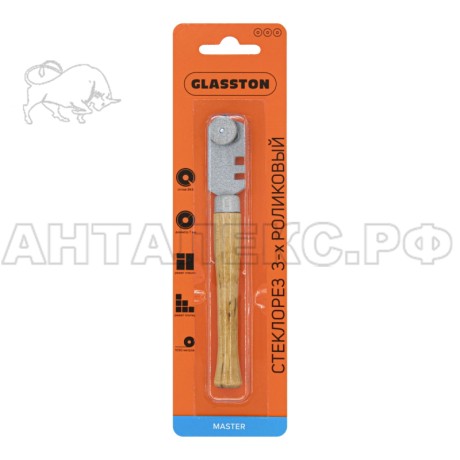 Стеклорез 3-х роликовый с деревянной ручкой (Росси