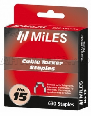Скобы Miles,для закрепления плоского кабеля 4мм,(630шт в упак)