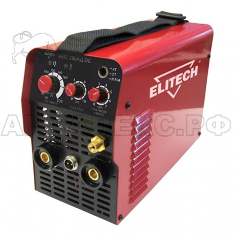 Сварочный инвертор Elitech АИС 200АД DC.1ф,220В,4,5кВт,10-200А,ПВ=200А35%,5кг,сварка TIG