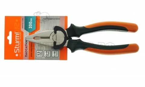 Пассатижи Sturm! 200мм ОСОБО ПРОЧНЫЕ ГУБКИ, 2-х компонентные рукоятки (Profi)