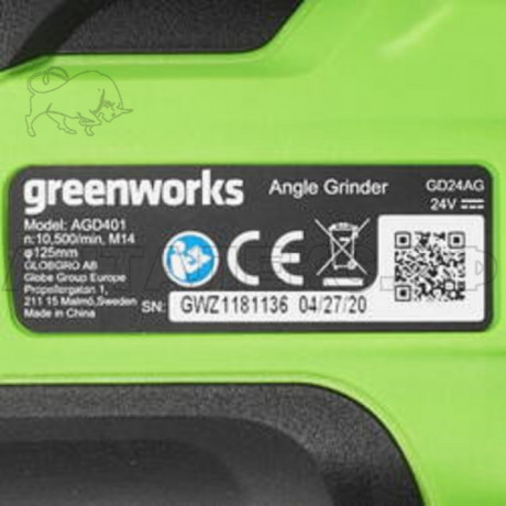 Угловая шлифовальная машина Greenworks аккумуляторная 24В