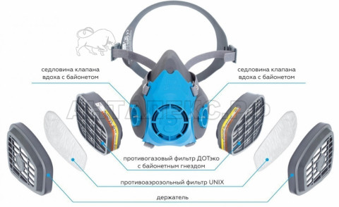 Полумаска изолирущая УНИКС 1000 Рост 2