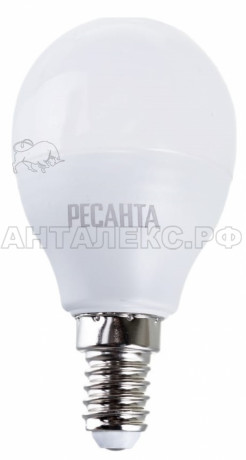 Лампа Ресанта, светодиодная LL-R-G45-7W-230-4K-E14 (шар, 7Вт, нейтр., Е14)
