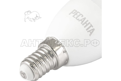 Лампа Ресанта, светодиодная LL-R-C37-6W-230-3K-E14 (свеча, 6Вт, тепл., Е14)