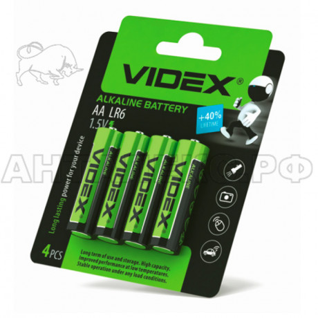 Элементы питания VIDEX LR6/AA 4 BLISTER CARD (40/720) 1уп/4шт