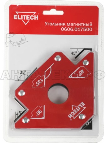Уголок магнитный ELITECH 0606.017500, угол удержания 45,90,135 градусов до 23 кг