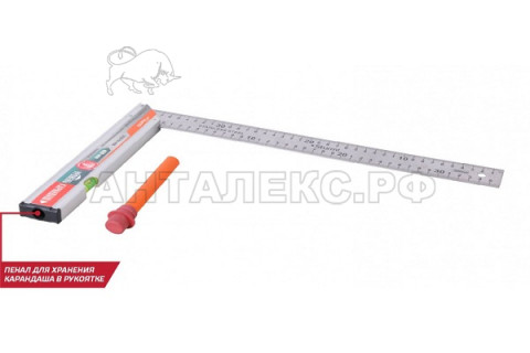 Угольник Sturm!  с уровнем и карандашом КУЛИБИН,400 мм,нерж.сталь,pat