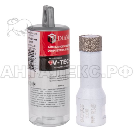 Сверло алмазное DIAM 16x35xМ14 Extra Line V-TECH (вакуум. спекание) керам, керамогран, гранит,мрамор