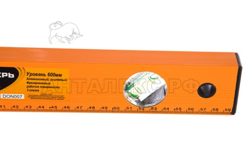 Уровень алюминиевый Вихрь 600 мм, фрезерованный, 3 глазка 73/11/4/2