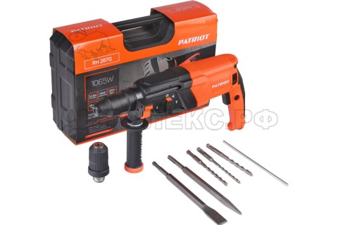 Перфоратор PATRIOT RH 287Q, SDS+, мощность 1065 Вт, 3.2 Дж, 3 режима работы,  быстросмен. патрон