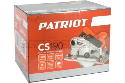 Пила циркулярная PATRIOT CS190, мощность 1500Вт, литая платформа, пильный диск 190х30 мм