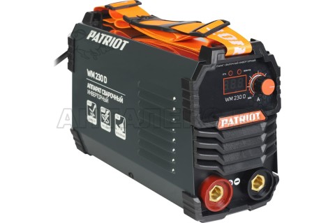 Аппарат сварочный инверторный PATRIOT WM230D MMA, входное напряжение: 1ф,140-240В. св.ток макс.230А