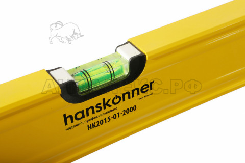 Уровень алюм.Hanskonner, 2000мм,3 колбы,усилен,фрезеров.,магнит,точность 0,5мм/м,