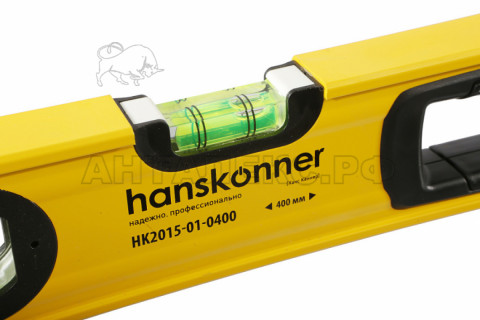 Уровень алюм.Hanskonner, 400мм,2 колбы,усилен,фрезеров.,магнит,точность 0,5мм/м, Hanskonner