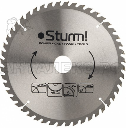 Пильный диск Sturm!, размер 210x30x48 зубьев, твердосплавные напайки