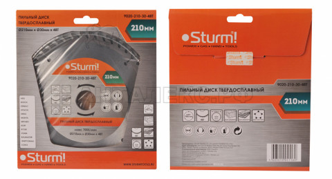 Пильный диск Sturm!, размер 210x30x48 зубьев, твердосплавные напайки