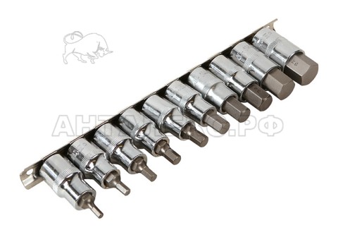 Набор головок Sturm!, 1/2" 55мм Hex 10шт  4, 5, 6, 7, 8, 10, 12, 14, 17, 19 S2