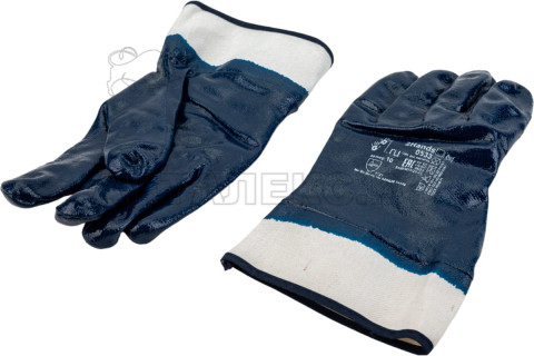 ШТРИХКОД Перчатки 2Hands 0533, р-р 10 джерси/полное покрытие нитрилом, манжет крага
