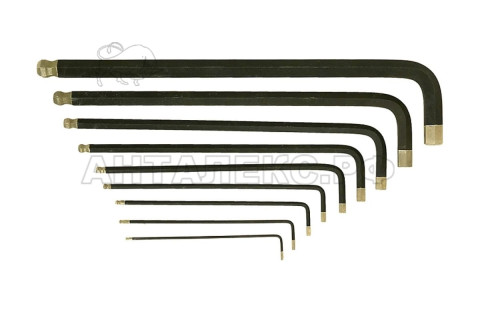 Набор шестигранных ключей Hanskonner, супер-длинные S2  ШАР наконеч, АЛМАЗ 9 шт (1.5-10мм)