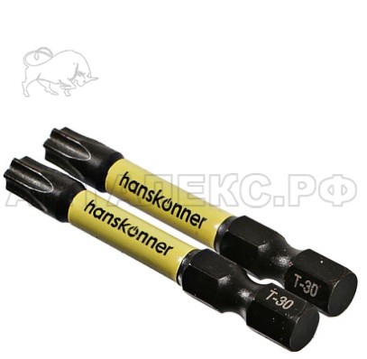 Биты Hanskonner T30x50мм, ImpactPower, торсионные, 1уп/2шт,