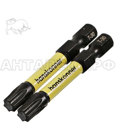 Биты Hanskonner T30x50мм, ImpactPower, торсионные, 1уп/2шт,