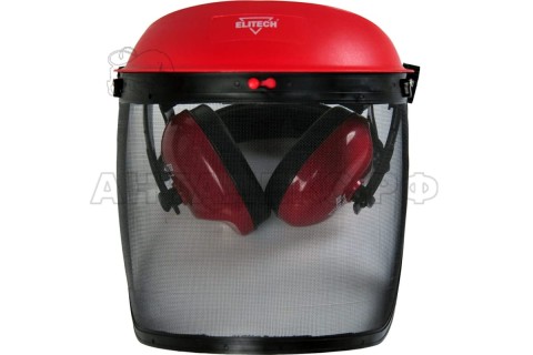 Щиток защитный Elitech наушники 27дБ,сетка ячейка2х2мм,0.5кг,кор,дработы с тримером