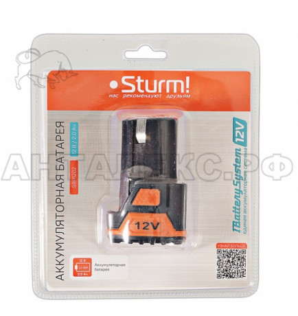 Аккумулятор Sturm!, SBP1202, 12В, 1BatterySystem12V, 2.0Ач, Li-Ion, пист рук