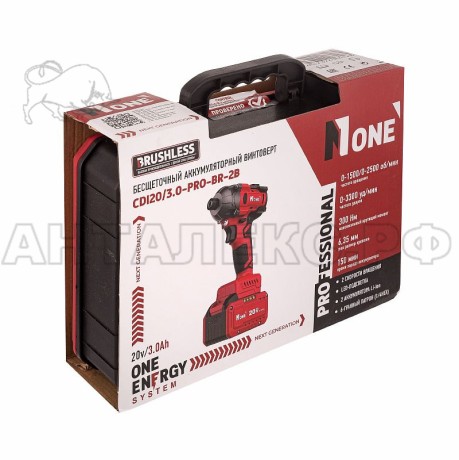 Винтоверт аккум NUMBER ONE CDI 20/3.0-PRO-BR-2B бесщет,300Hm,20V,3,0Ah,2ск,2акк,1500-2500об/мин,КЕЙС
