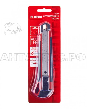 Нож строительный ELITECH 410201, шириной лезвия 25 мм, из ABS-пластика, код 207180