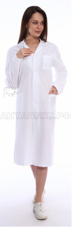 Халат медицинский женский бязь ГОСТ, белый ( 52-54/182-188 )