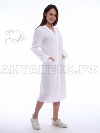 Халат медицинский женский бязь ГОСТ, белый ( 52-54/182-188 )