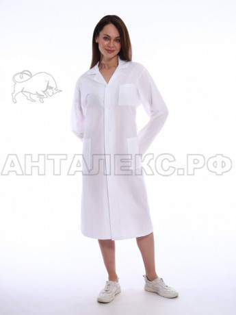 Халат медицинский женский бязь ГОСТ, белый ( 52-54/182-188 )