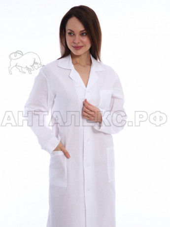 Халат медицинский женский бязь ГОСТ, белый ( 52-54/182-188 )