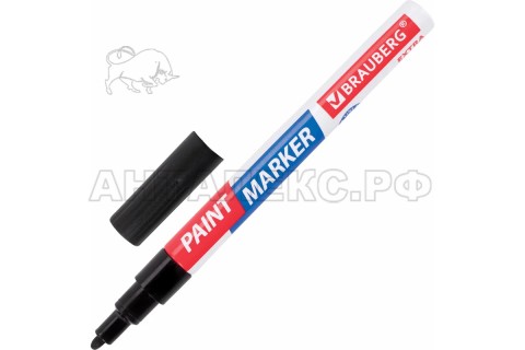 Маркер-краска лаковый BRAUBERG EXTRA  paint marker 2мм, цвет ЧЕРНЫЙ, усиленная нитро-основа