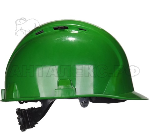 Каска защитная ИСТОК ПРО-2П цв. зеленый,  пластиковый амортизатор, оголовье-храповый механизм