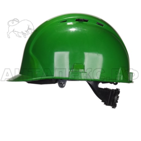 Каска защитная ИСТОК ПРО-2П цв. зеленый,  пластиковый амортизатор, оголовье-храповый механизм