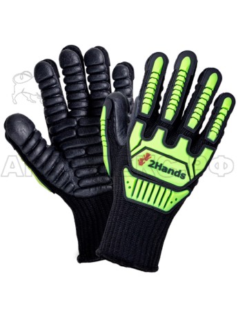 Перчатки 2Hands 5301 р-р10, полиэстер 7G/ латексное антивибрационное покрытие, защита от удара TPR