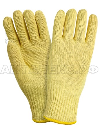 Перчатки от порезов и повыш.темп Кевлар (до350°С) 7G,пара-арамидная нить100%,подклад хлоп,удл р.9-10