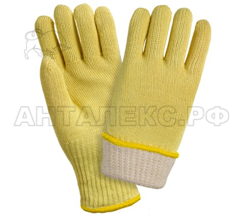 Перчатки от порезов и повыш.темп Кевлар (до350°С) 7G,пара-арамидная нить100%,подклад хлоп,удл р.9-10