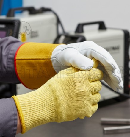 Перчатки от порезов и повыш.темп Кевлар (до 100°С) 10G, пара-арамидная нить 100%, р.10