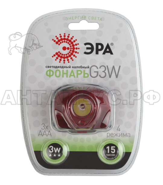 Фонарь ЭРА Ф/К G3W, налоб, колл,3хААА