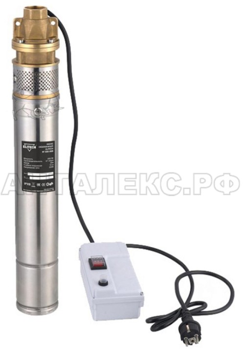 Насос Elitech НГ 550-35В для скважин,550Вт,3",35л/м,Н-40м,ч/вод,нерж,патрубок 1