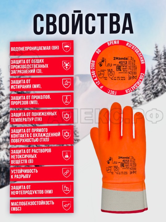 Перчатки Нитриловые утепленные 2Hands 4012 p-p 10,5