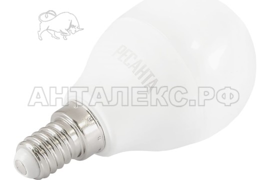 Лампа Ресанта, светодиодная LL-R-G45-7W-230-4K-E14 (шар, 7Вт, нейтр., Е14)