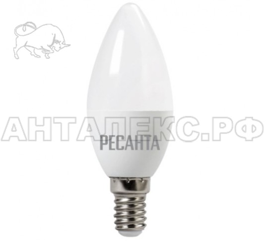 Лампа Ресанта, светодиодная LL-R-C37-6W-230-3K-E14 (свеча, 6Вт, тепл., Е14)